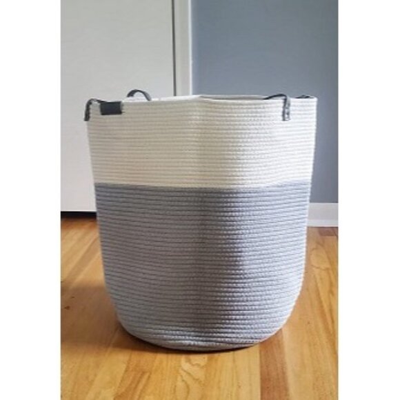 New Tall Laundry Basket Large Dirty Clothes Hamper with Leather Handle